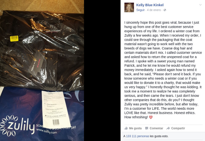 abrigo en facebook zulily