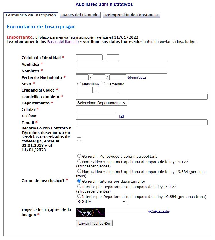 Formulario bps llamado